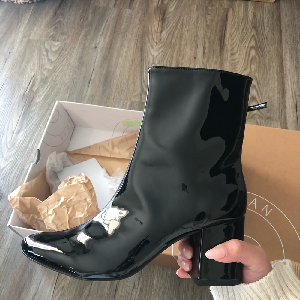 UO Alana Patent Faux Leather Ankle Boots